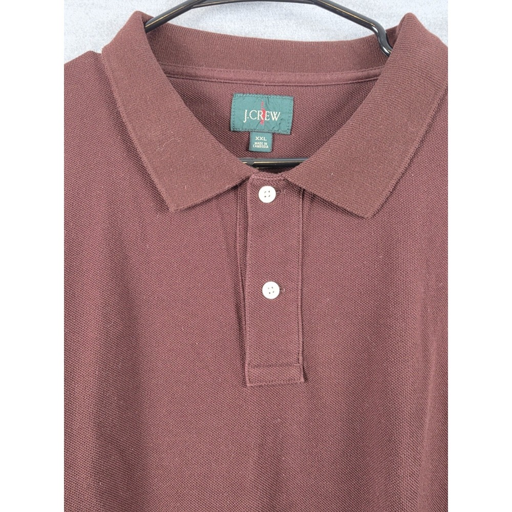 J Crew Polo Shirt Mens 2XL Brown Oarsman Vintage Long Sleeve Pique Collared Golf
